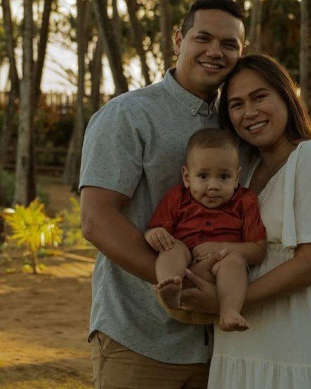 The Chong family — owners of Aloha Ice Cream — at golden hour on Maui